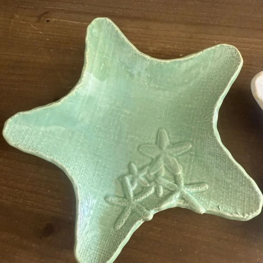2 Nantucket Home Ceramic STARFiISH Sauce Trinket Dishes Textured Set of 2